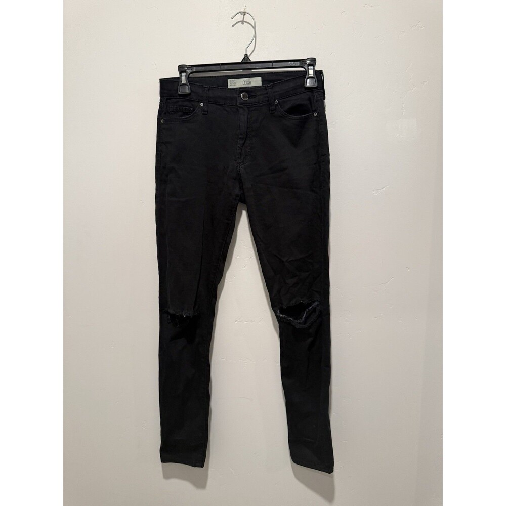Topshop Moto Leigh Black Wash Soft Denim Distressed Skinny Jeans Size W26 L32